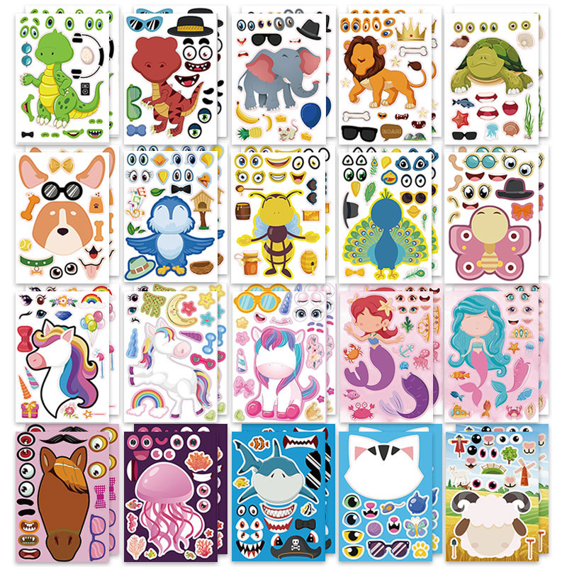Zoo Party Games - 12/24 Arkusze Naklejki na twarz Zwierzęta