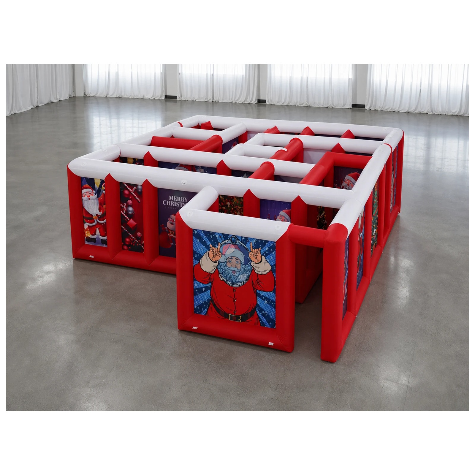 Party Games For Adults And Kids - Duży czerwono-biały dmuchany labirynt z płaskim